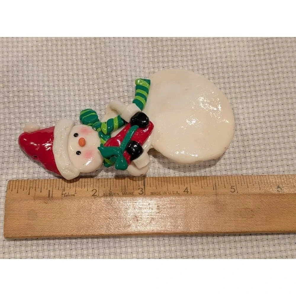 Handmade Christmas Snowman Pin Brooch Gift Scarf Holiday Festive‎ Jewelry